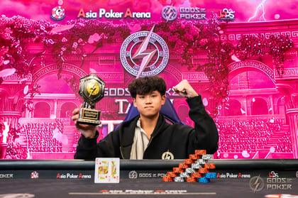 Shi Rong Wang Claims First Titan Stack Daily Trophy at Gods of Poker The Trial of Wisdom Opening Day